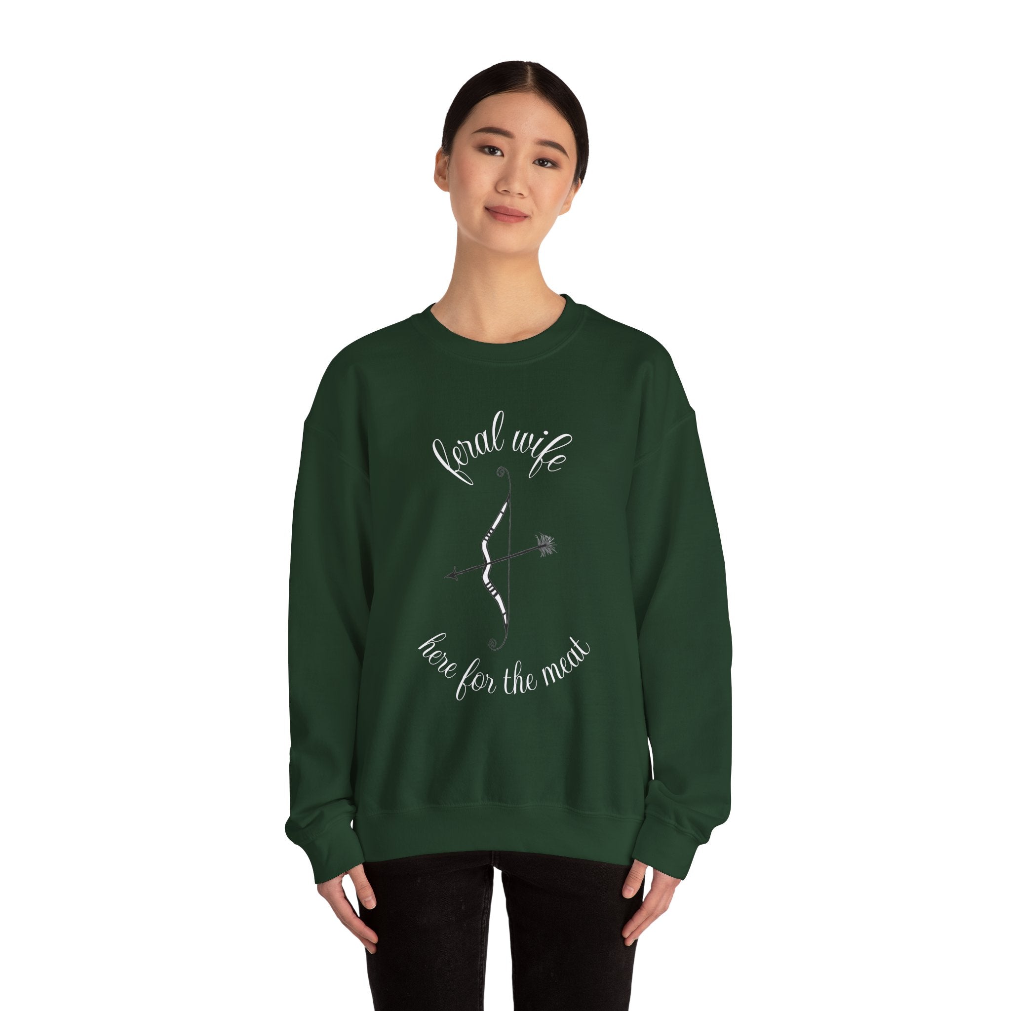 Archery 'Here for the Meat' by Feral Wife Crewneck Sweatshirt