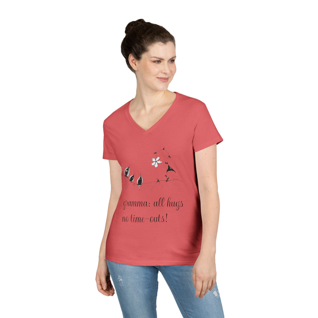 Gramma: All Hugs No Time-outs! by Feral Wife V-Neck T-Shirt
