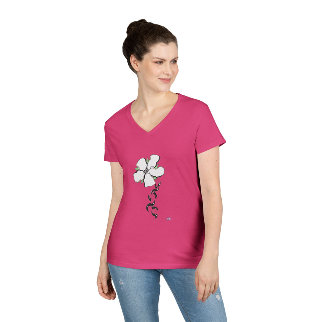 Flowery Thorns by Feral Wife V-Neck T-Shirt