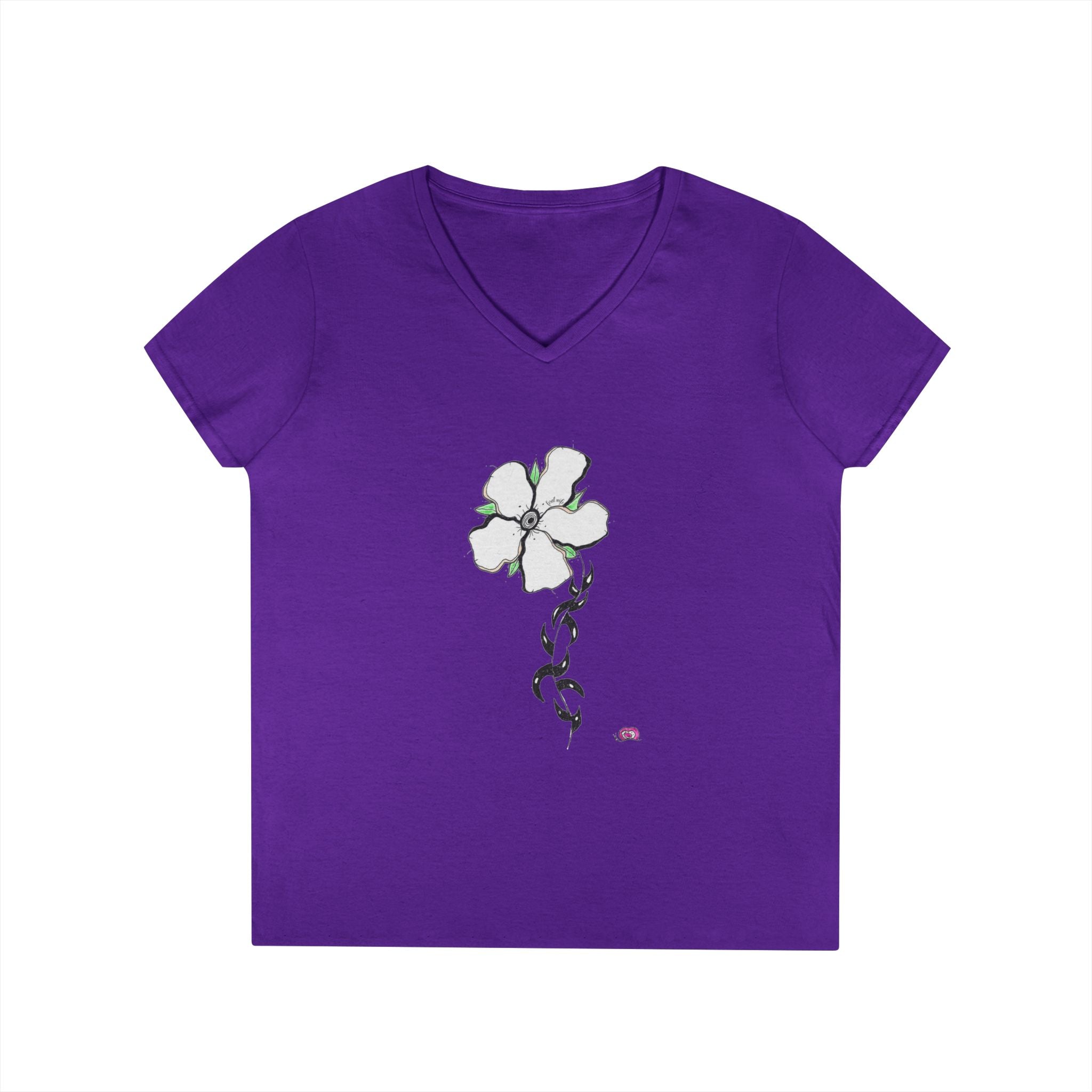 Flowery Thorns by Feral Wife V-Neck T-Shirt