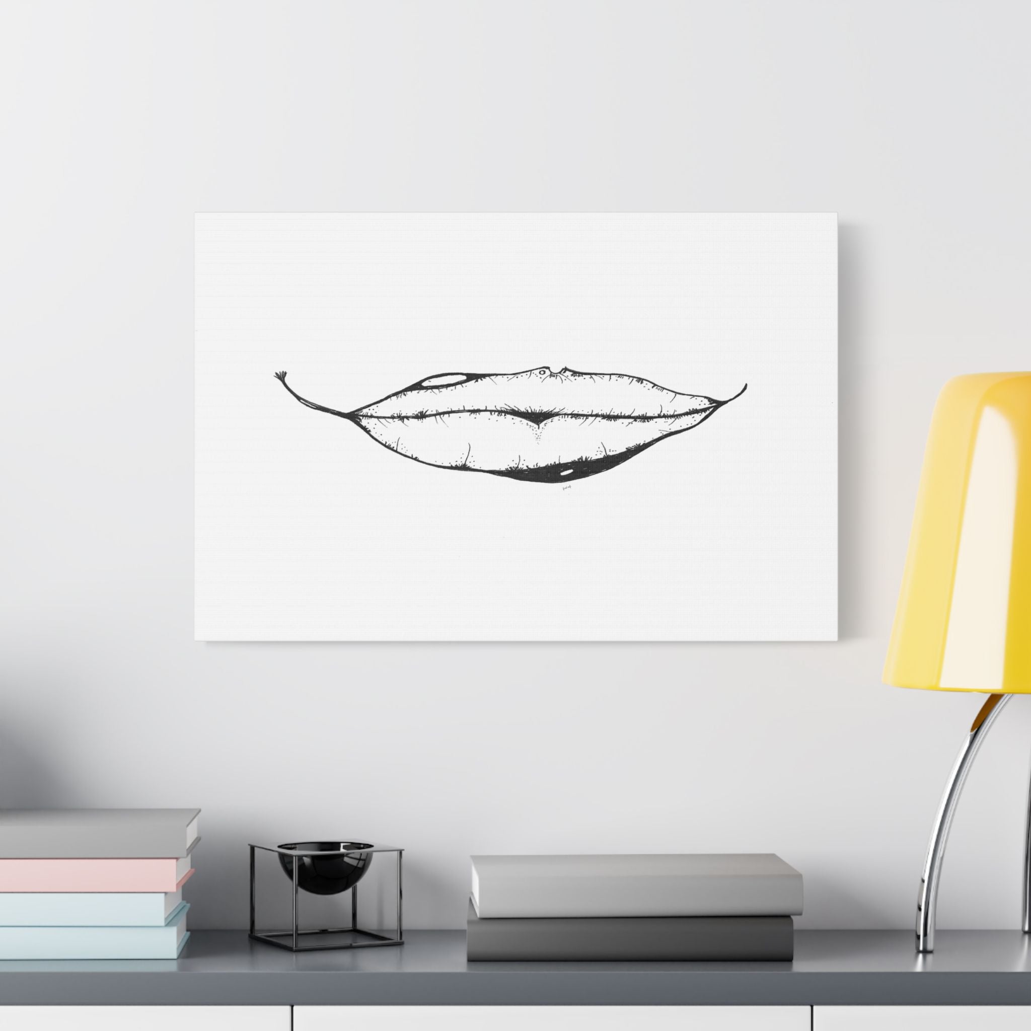 Nature's Kiss Hand-Drawn Art on Satin Canvas Print — Stretched Wall Art