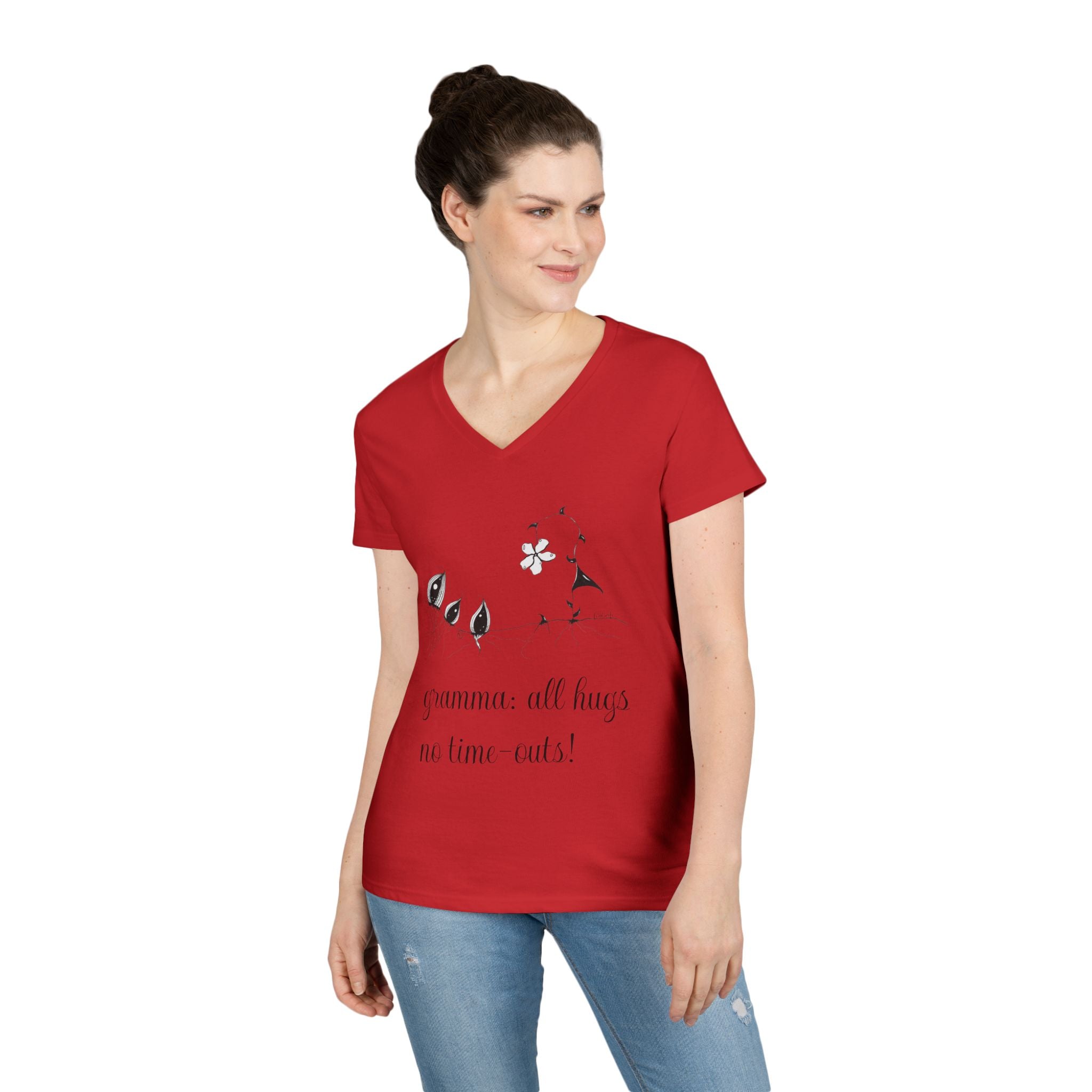 Gramma: All Hugs No Time-outs! by Feral Wife V-Neck T-Shirt