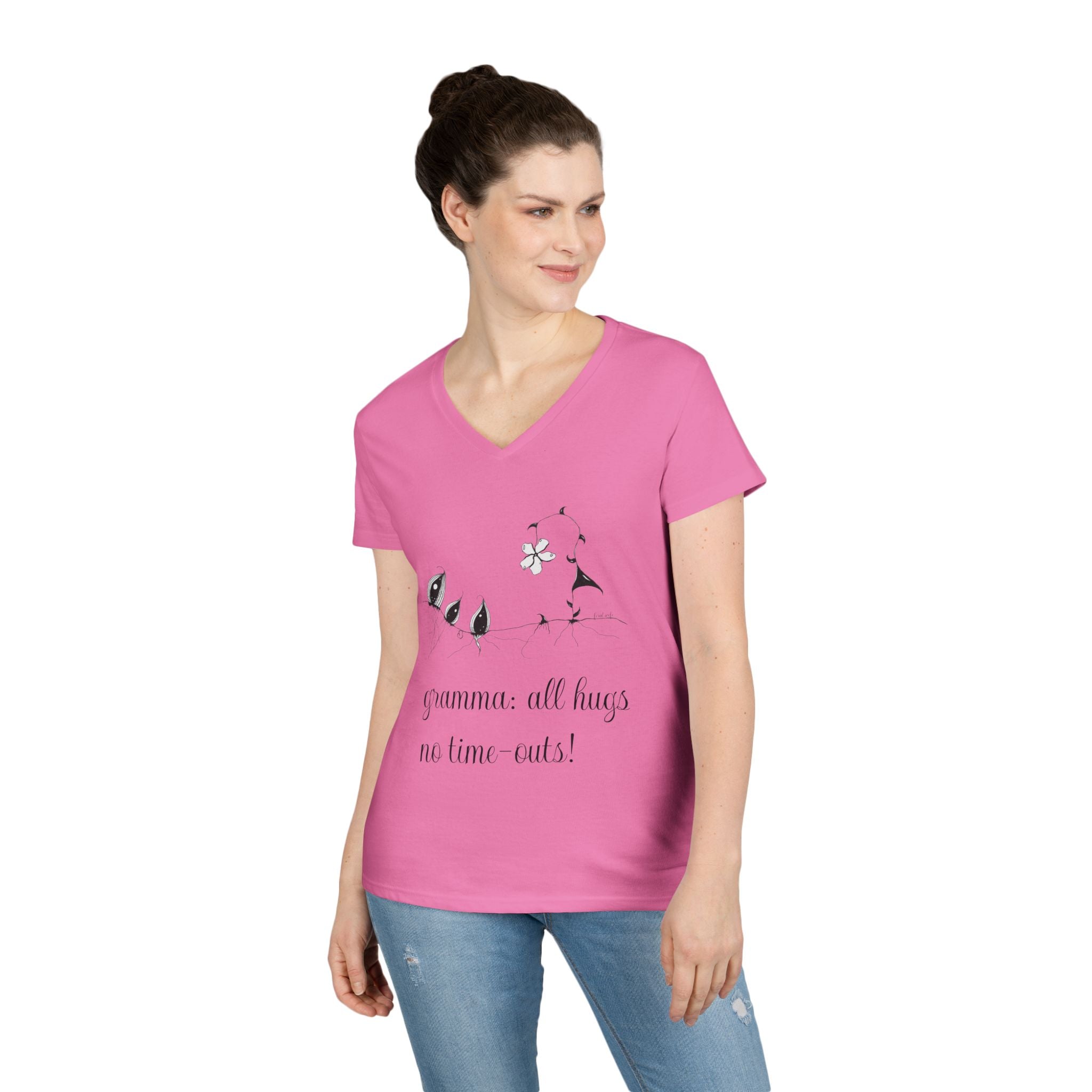 Gramma: All Hugs No Time-outs! by Feral Wife V-Neck T-Shirt