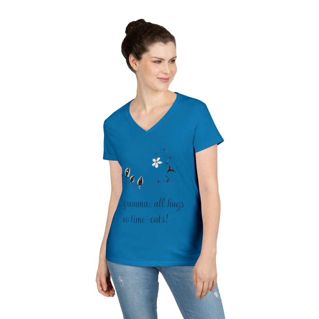 Gramma: All Hugs No Time-outs! by Feral Wife V-Neck T-Shirt