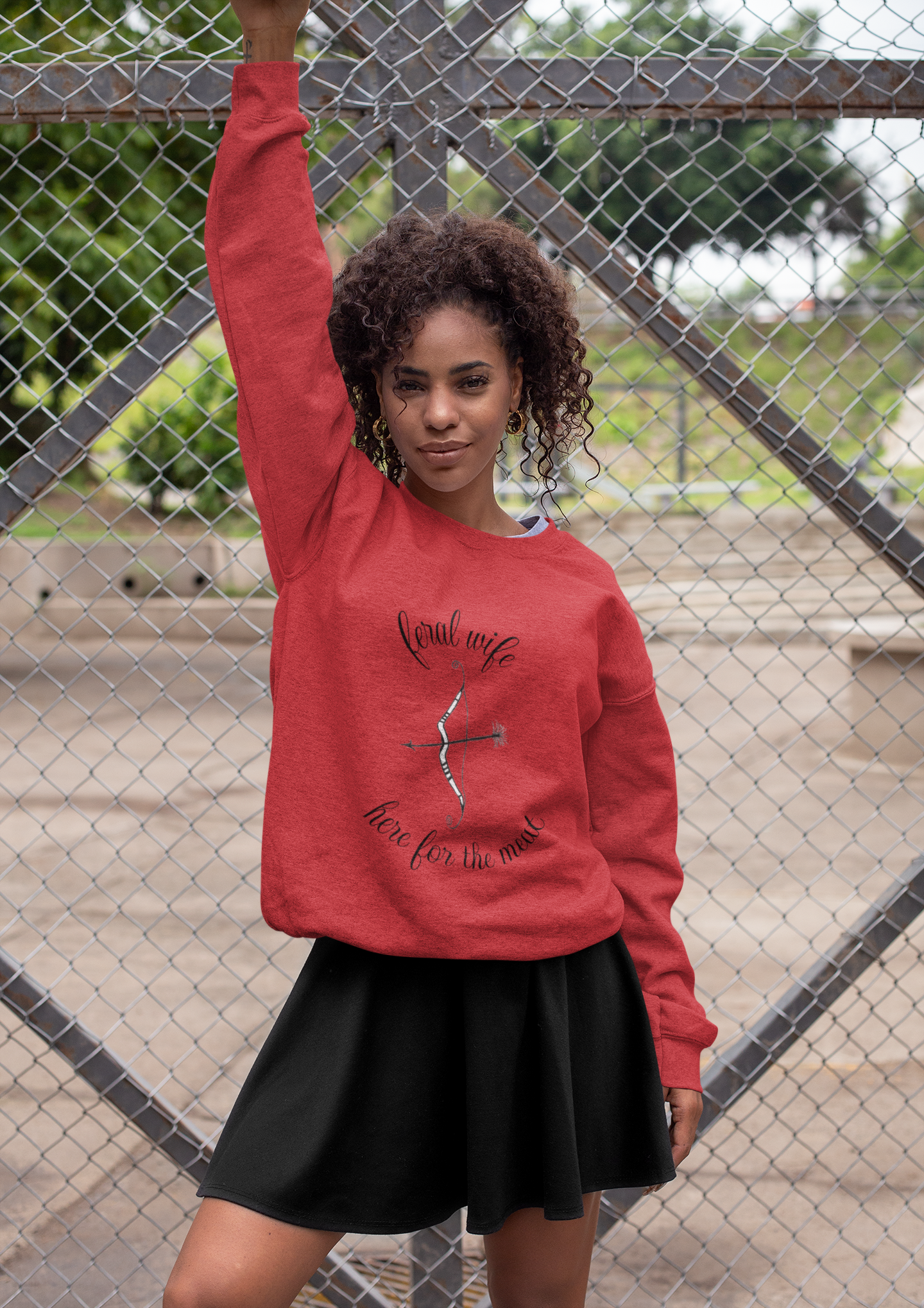 Archery 'Here for the Meat' by Feral Wife Crewneck Sweatshirt