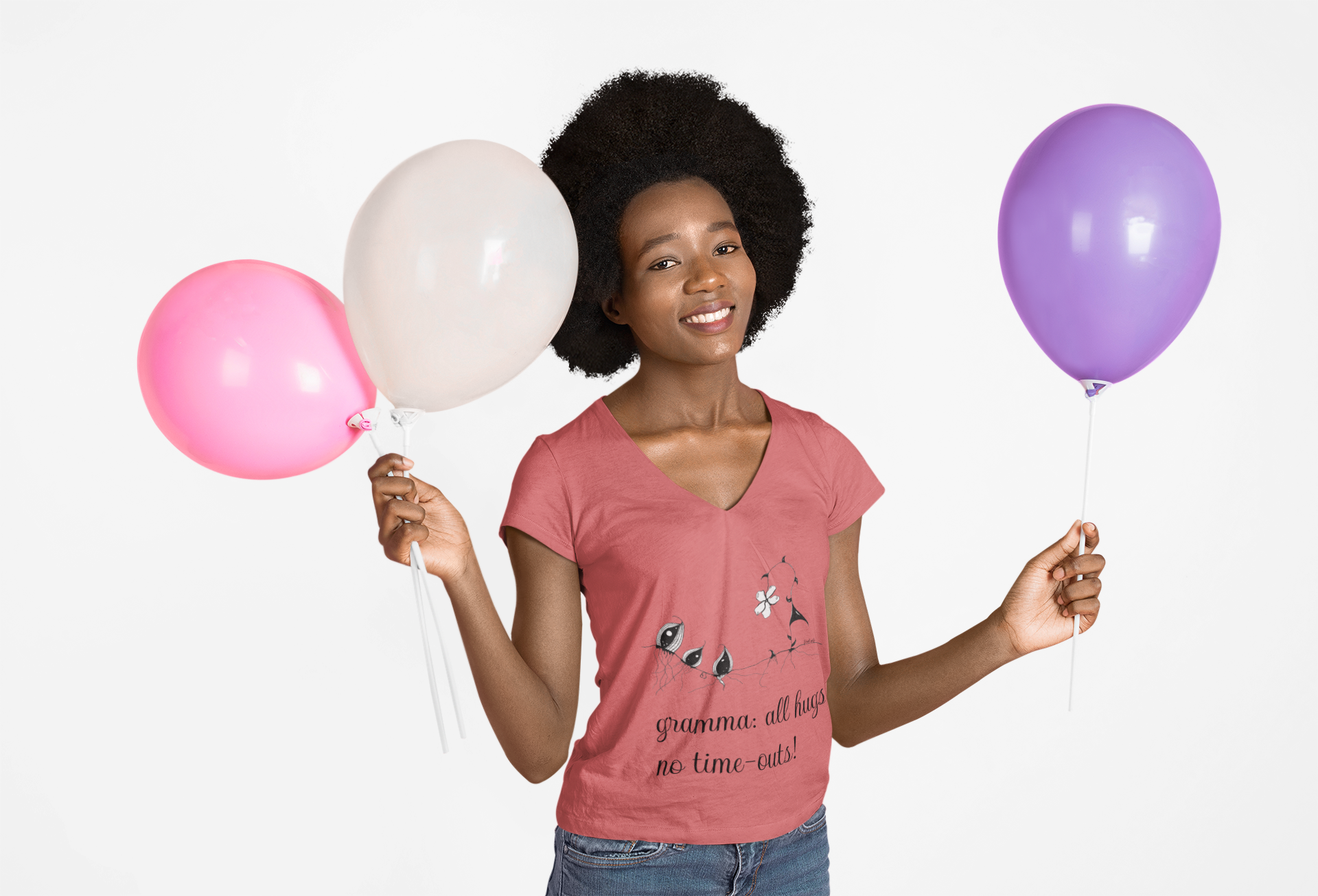 Gramma: All Hugs No Time-outs! by Feral Wife V-Neck T-Shirt