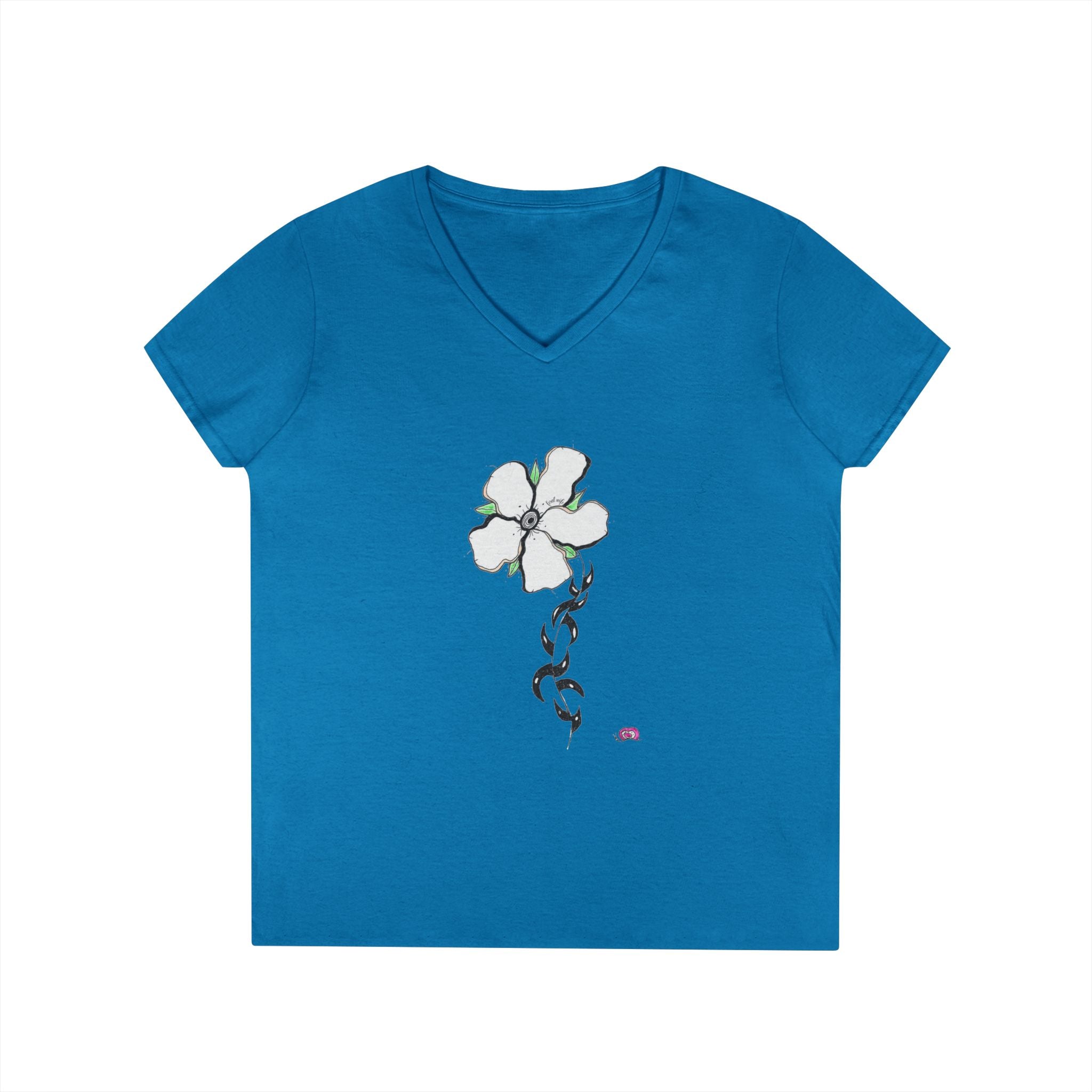 Flowery Thorns by Feral Wife V-Neck T-Shirt