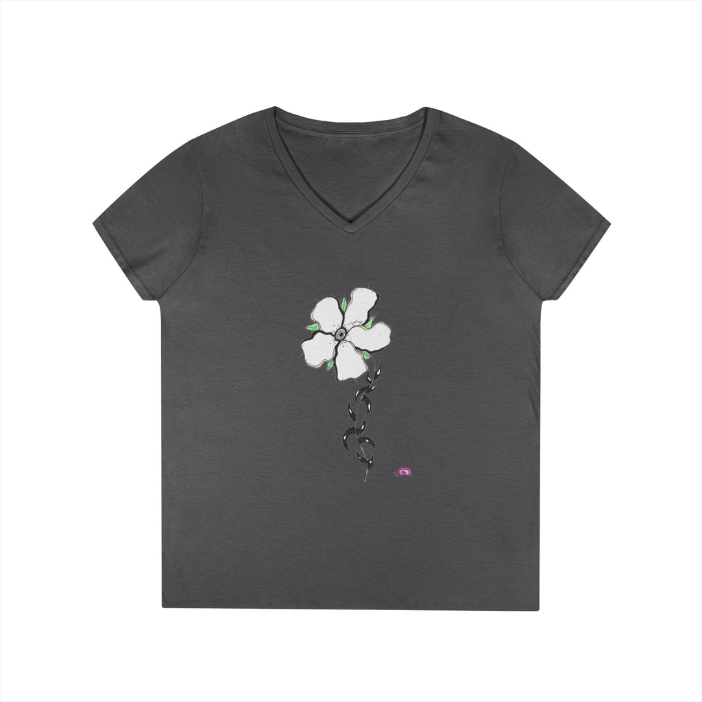 Flowery Thorns by Feral Wife V-Neck T-Shirt