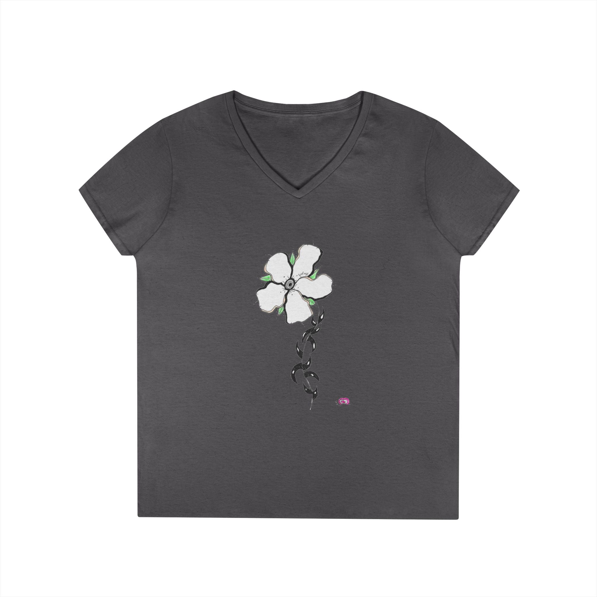 Flowery Thorns by Feral Wife V-Neck T-Shirt