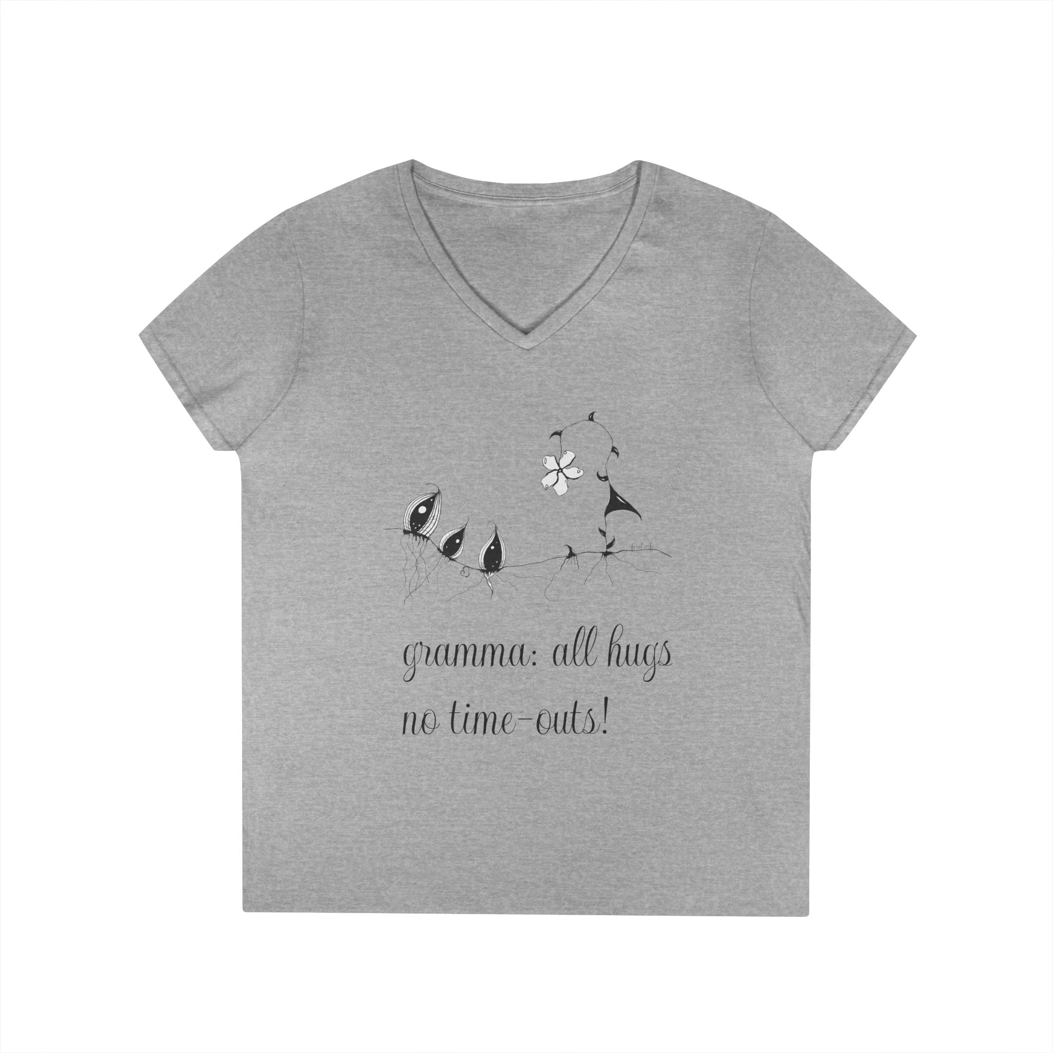 Gramma: All Hugs No Time-outs! by Feral Wife V-Neck T-Shirt