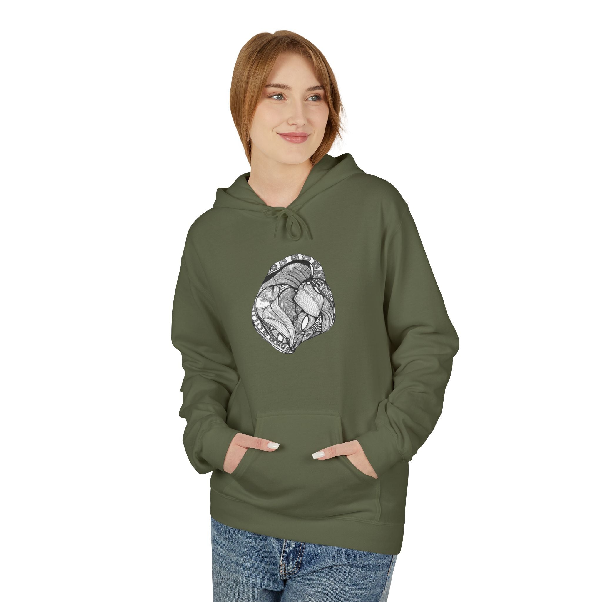 Heart by Feral Wife - Artistic Fleece Hoodie