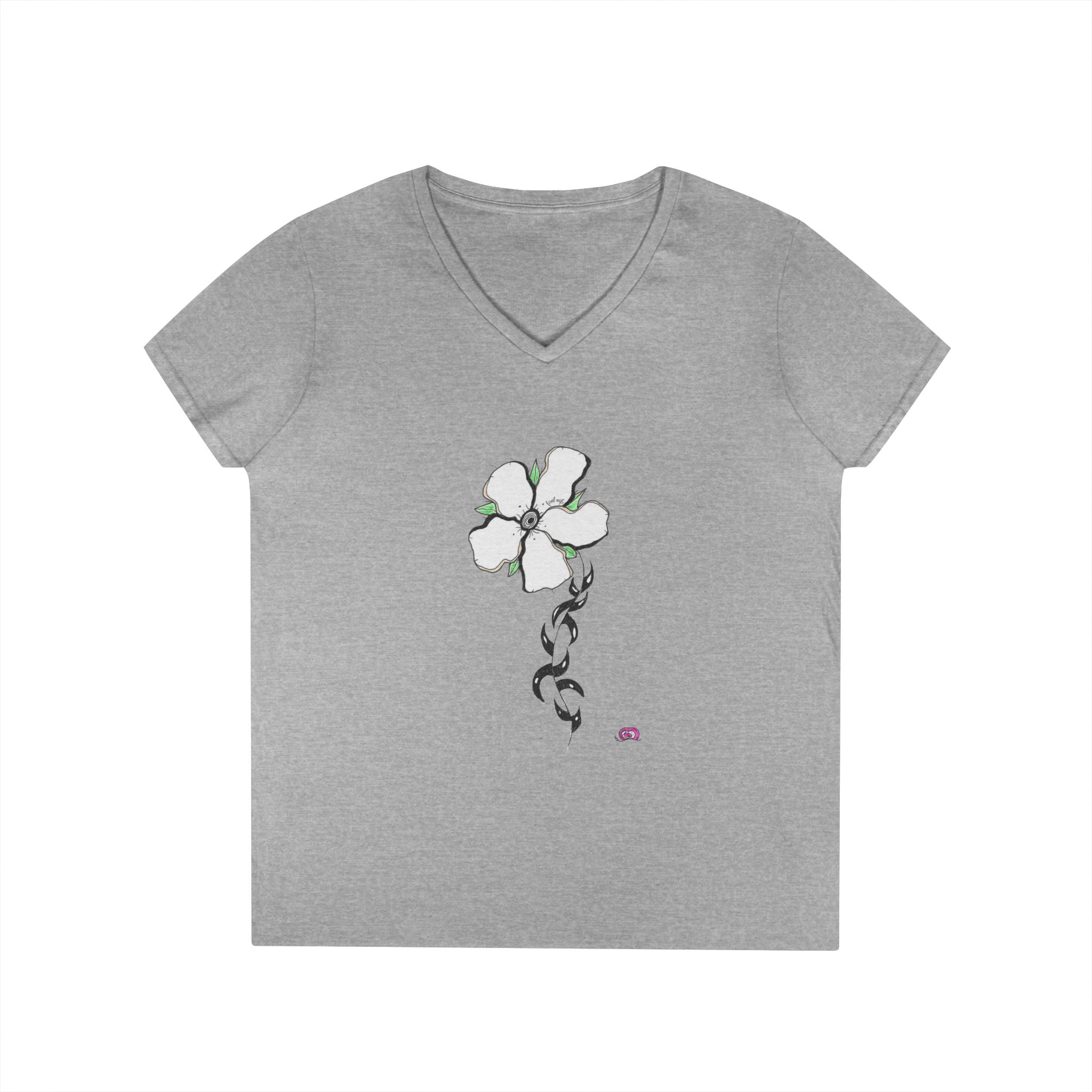 Flowery Thorns by Feral Wife V-Neck T-Shirt
