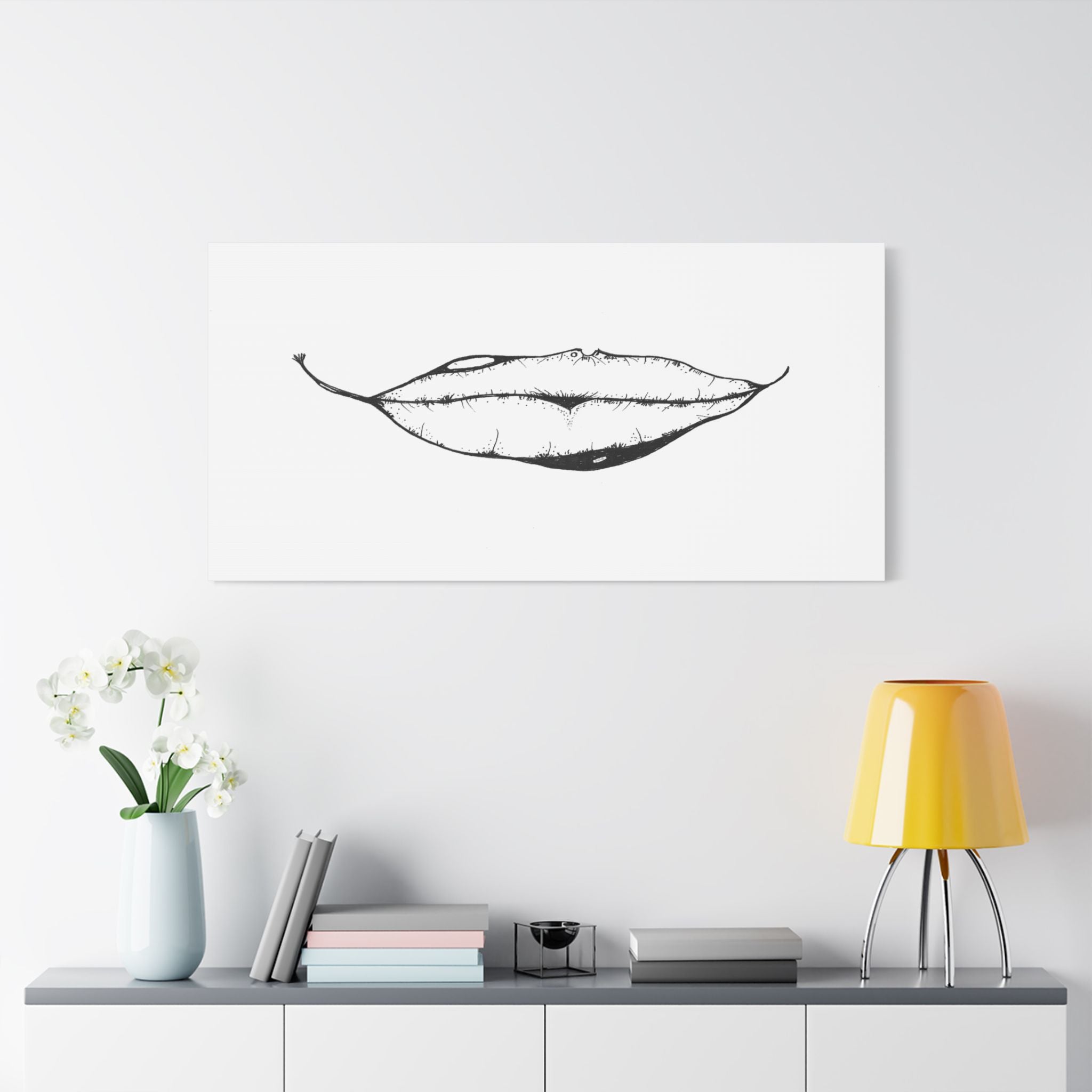 Nature's Kiss Hand-Drawn Art on Satin Canvas Print — Stretched Wall Art