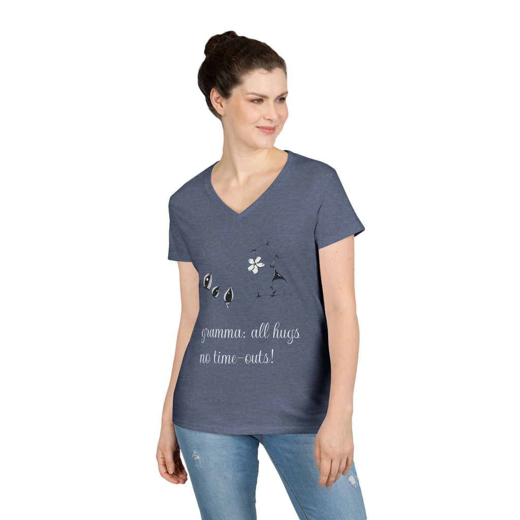 Gramma: All Hugs No Time-outs! by Feral Wife V-Neck T-Shirt