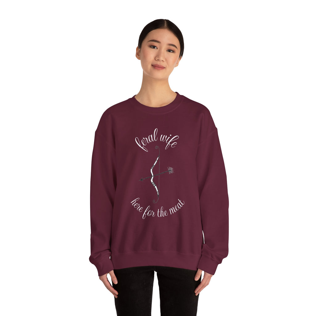 Archery 'Here for the Meat' by Feral Wife Crewneck Sweatshirt