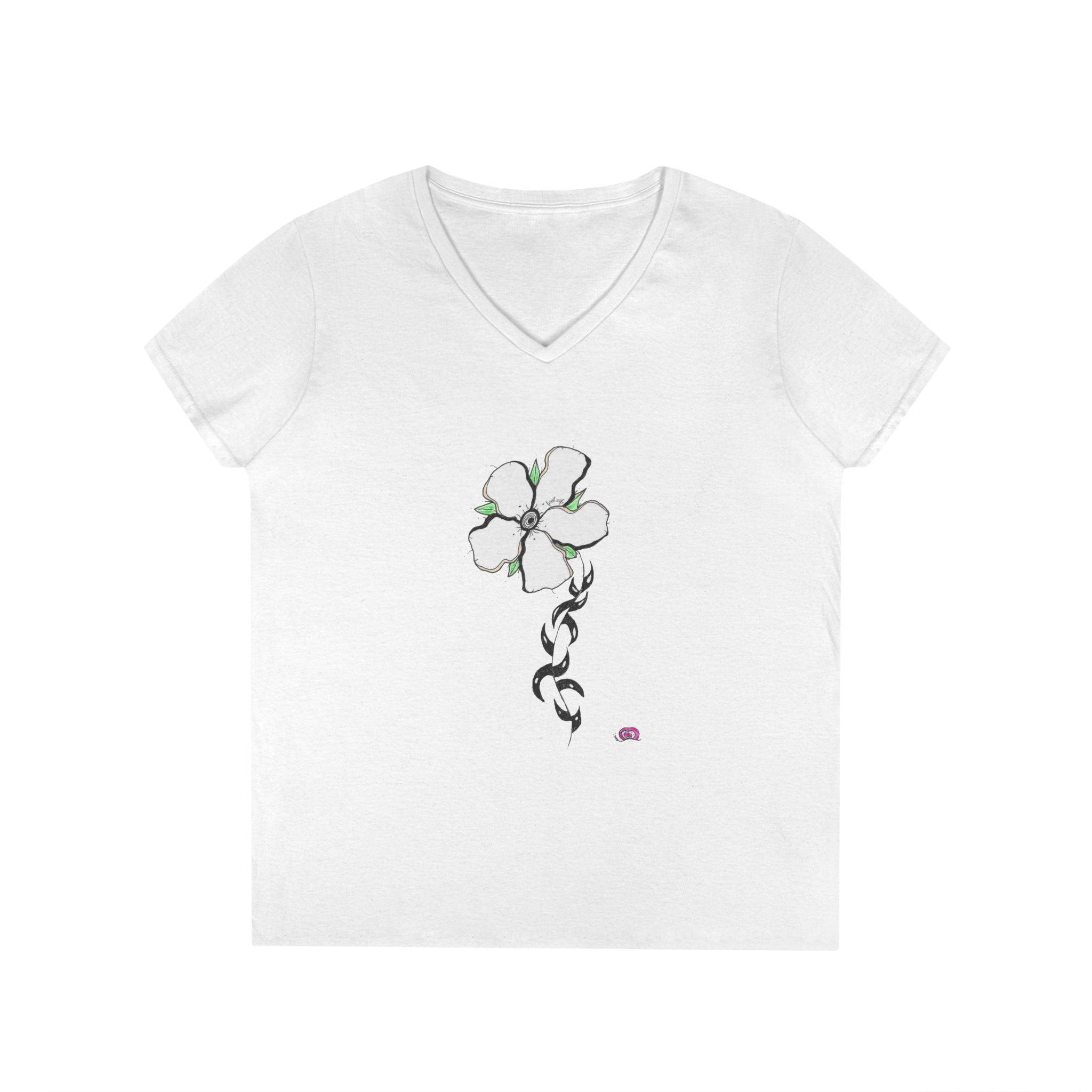 Flowery Thorns by Feral Wife V-Neck T-Shirt