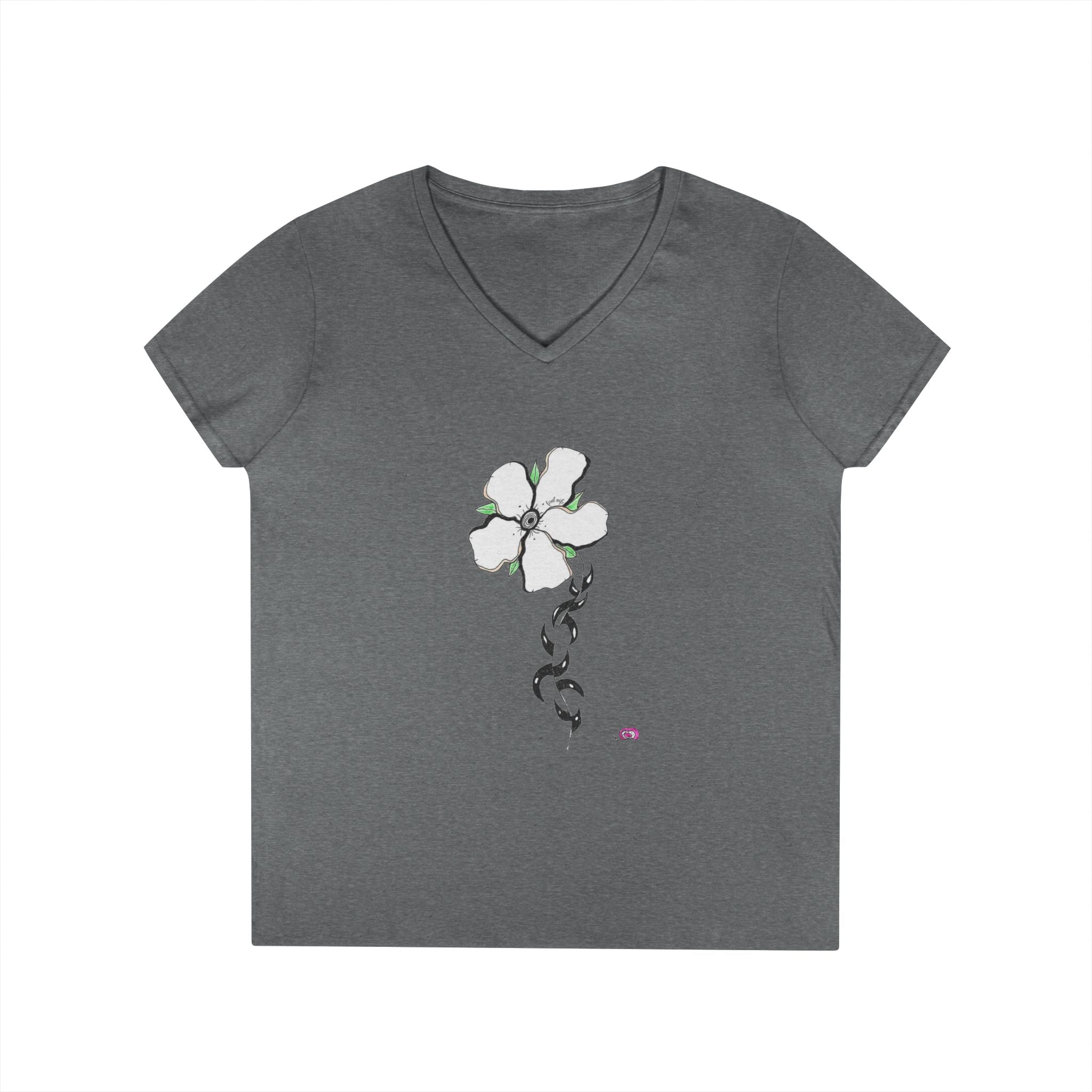 Flowery Thorns by Feral Wife V-Neck T-Shirt