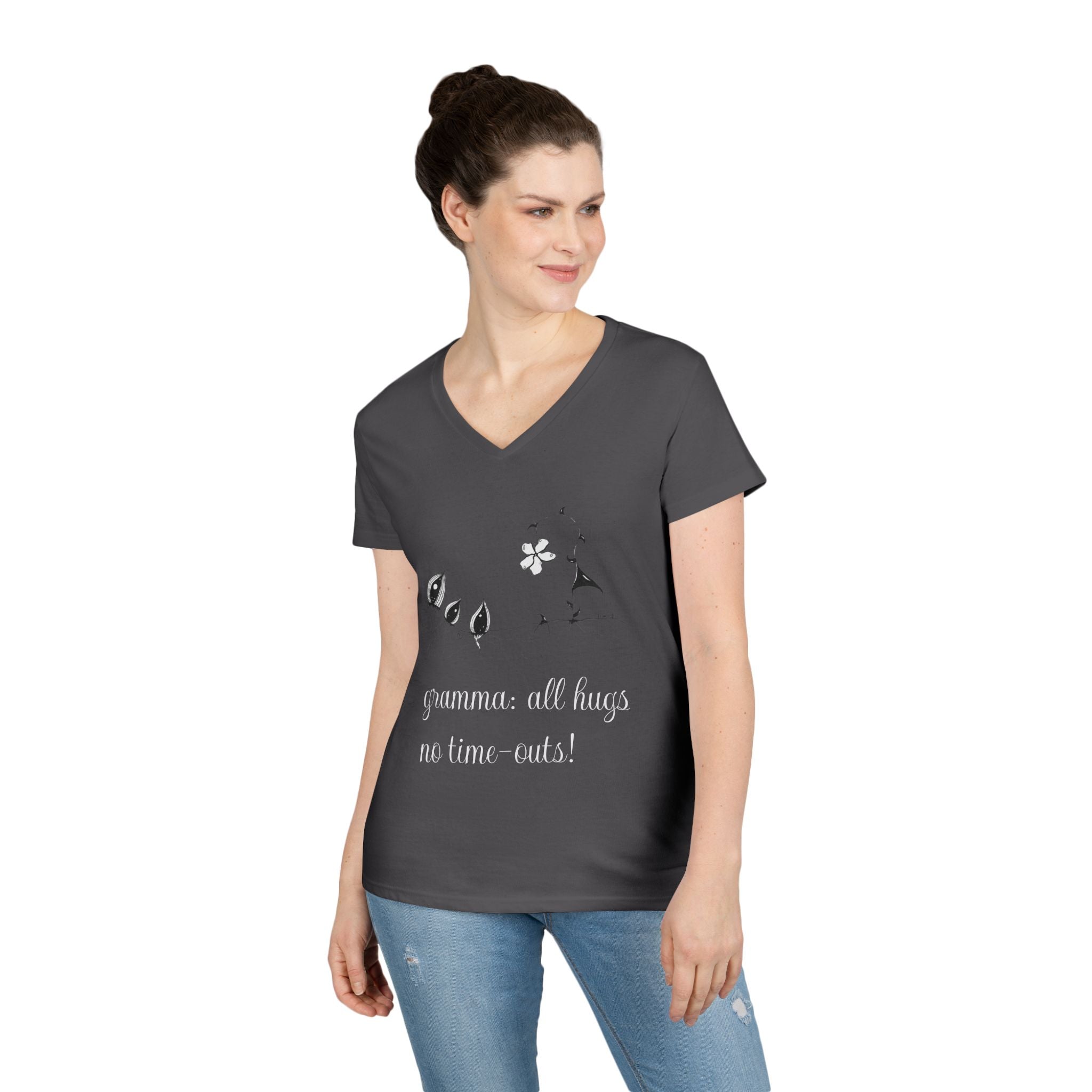 Gramma: All Hugs No Time-outs! by Feral Wife V-Neck T-Shirt