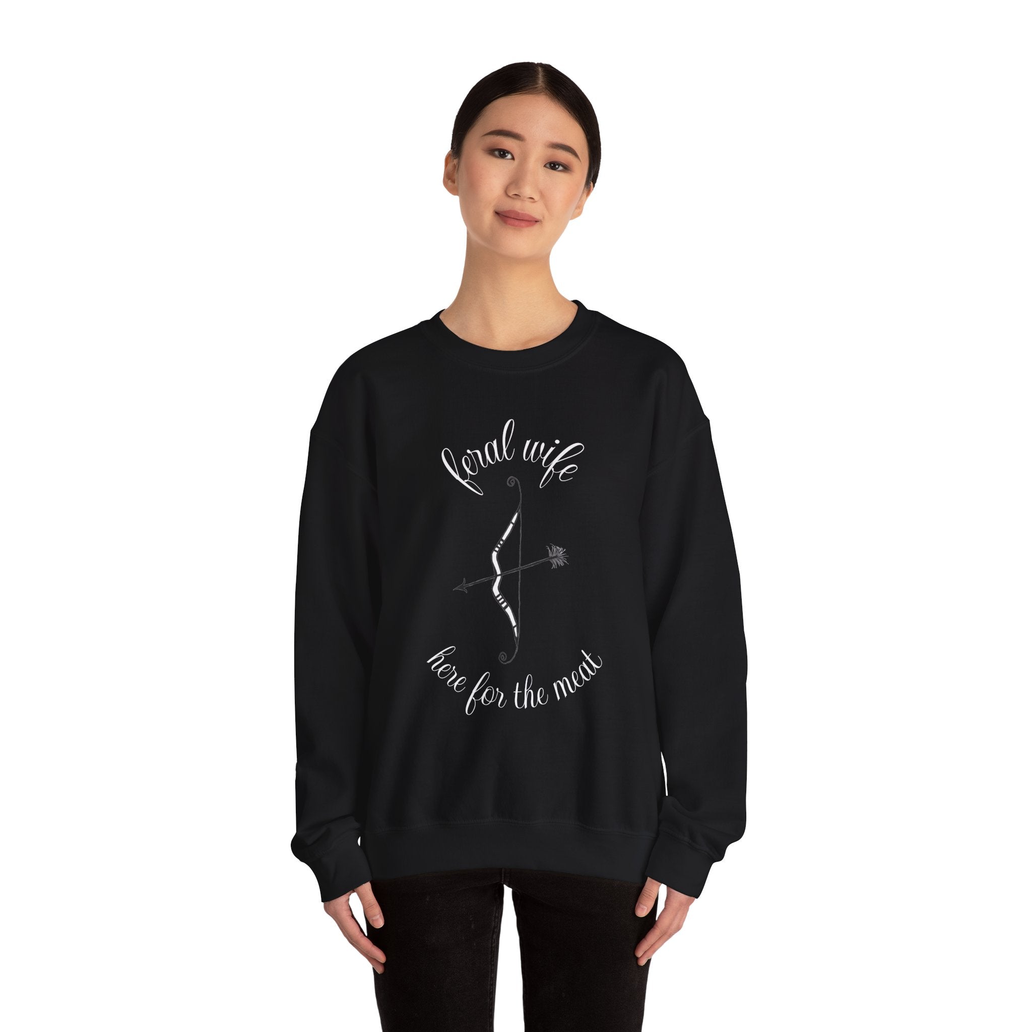 Archery 'Here for the Meat' by Feral Wife Crewneck Sweatshirt
